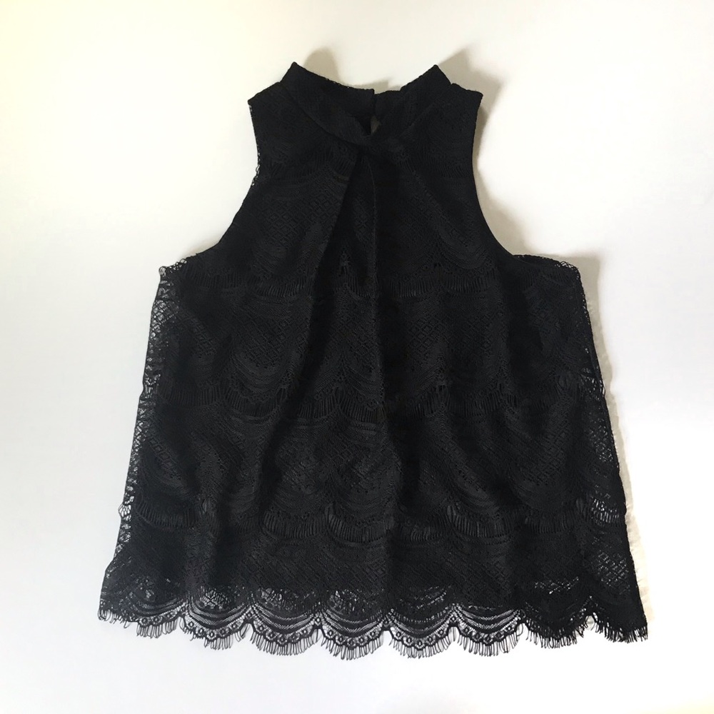 IT Girl | Black Crochet-overlay Sleeveless Top